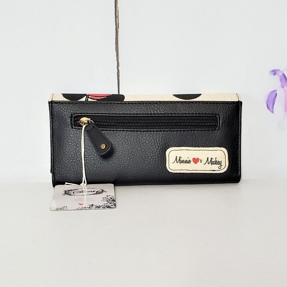 *SOLD* Disney Loungefly Mickey & Minnie Mouse Canvas Leather Trifold Wallet - Picture 2 of 10